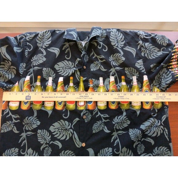 VTG CT Hawaii Fashions Button Up Shirt 2XL Black Short Sleeve Beer Print EUC - Picture 6 of 7